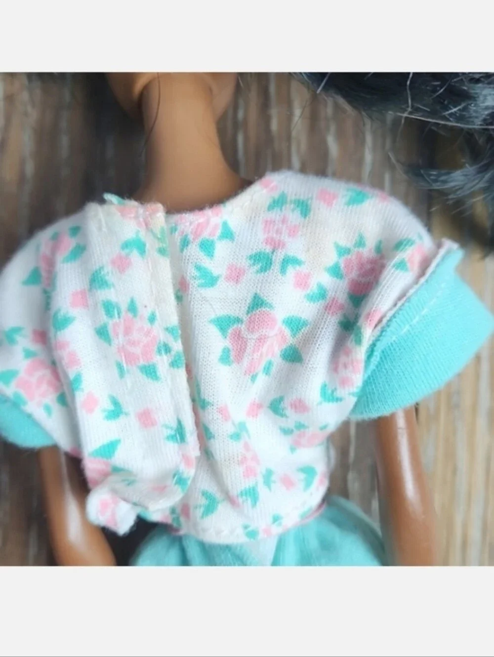 Vintage African American Black Barbie Doll Pink Green Floral Outfit